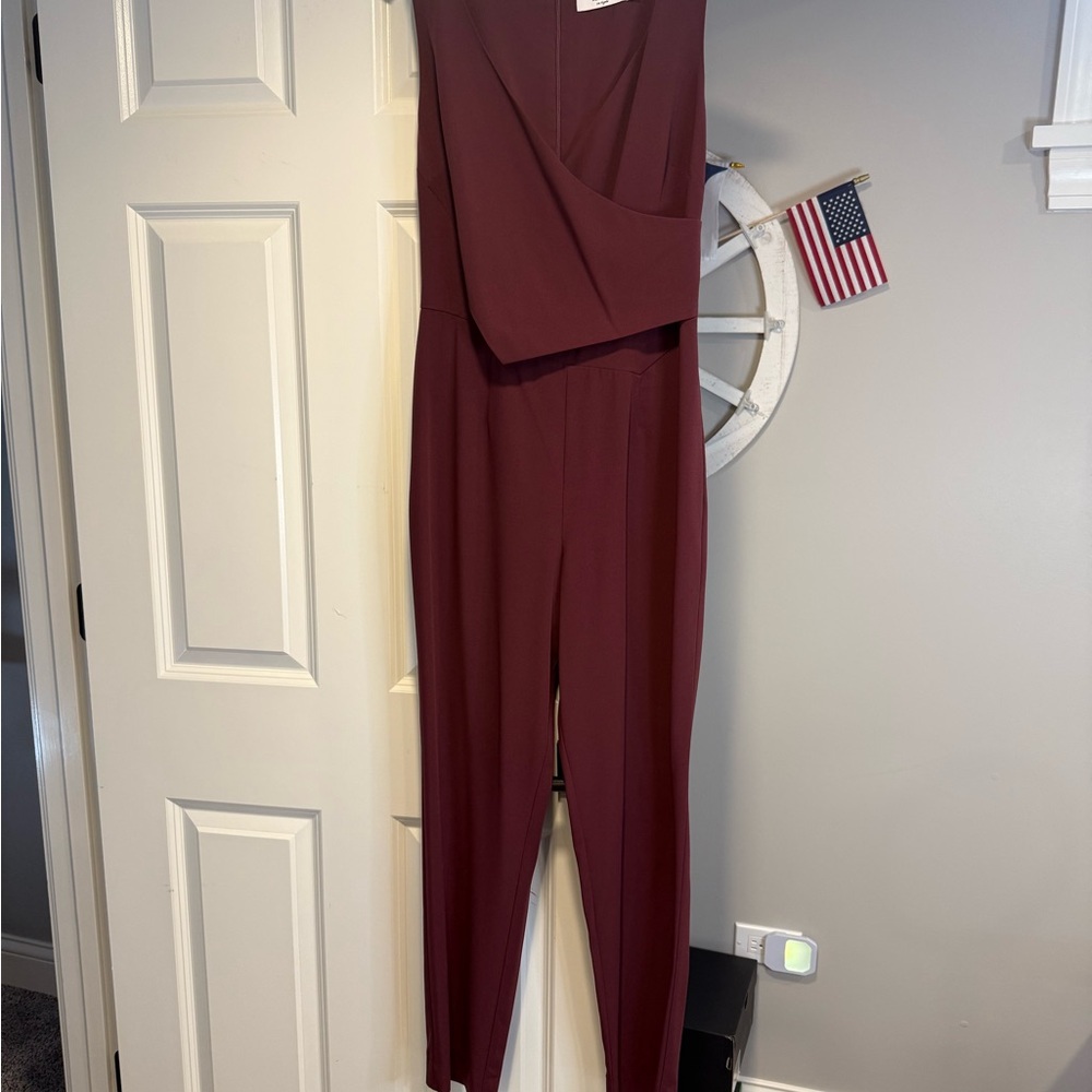 ALI & JAY Burgundy sleeveless V-Neck Jumpsuit